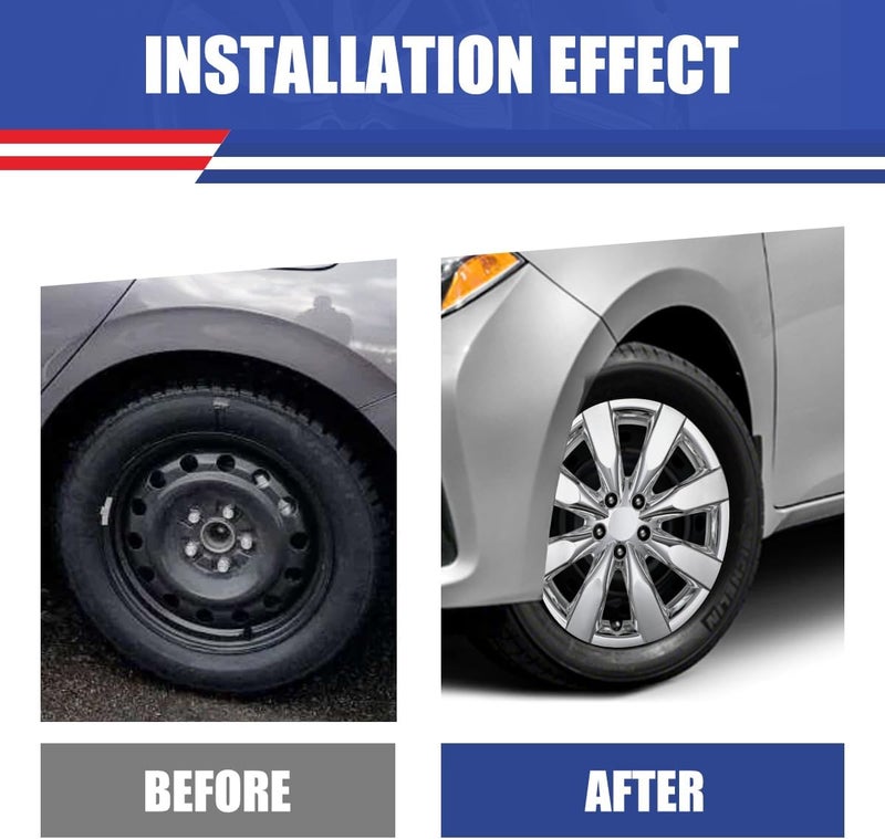 Winjet 16 Inch Hubcaps for [2009-2019 Toyota Corolla] & [2009-2014 Toyota Matrix] Wheel Covers, Heavy Duty ABS & PC Material, Only Compatible with Iron Hub - Steel Wheels(16 Inch Set of 4, Chrome) - Image 2